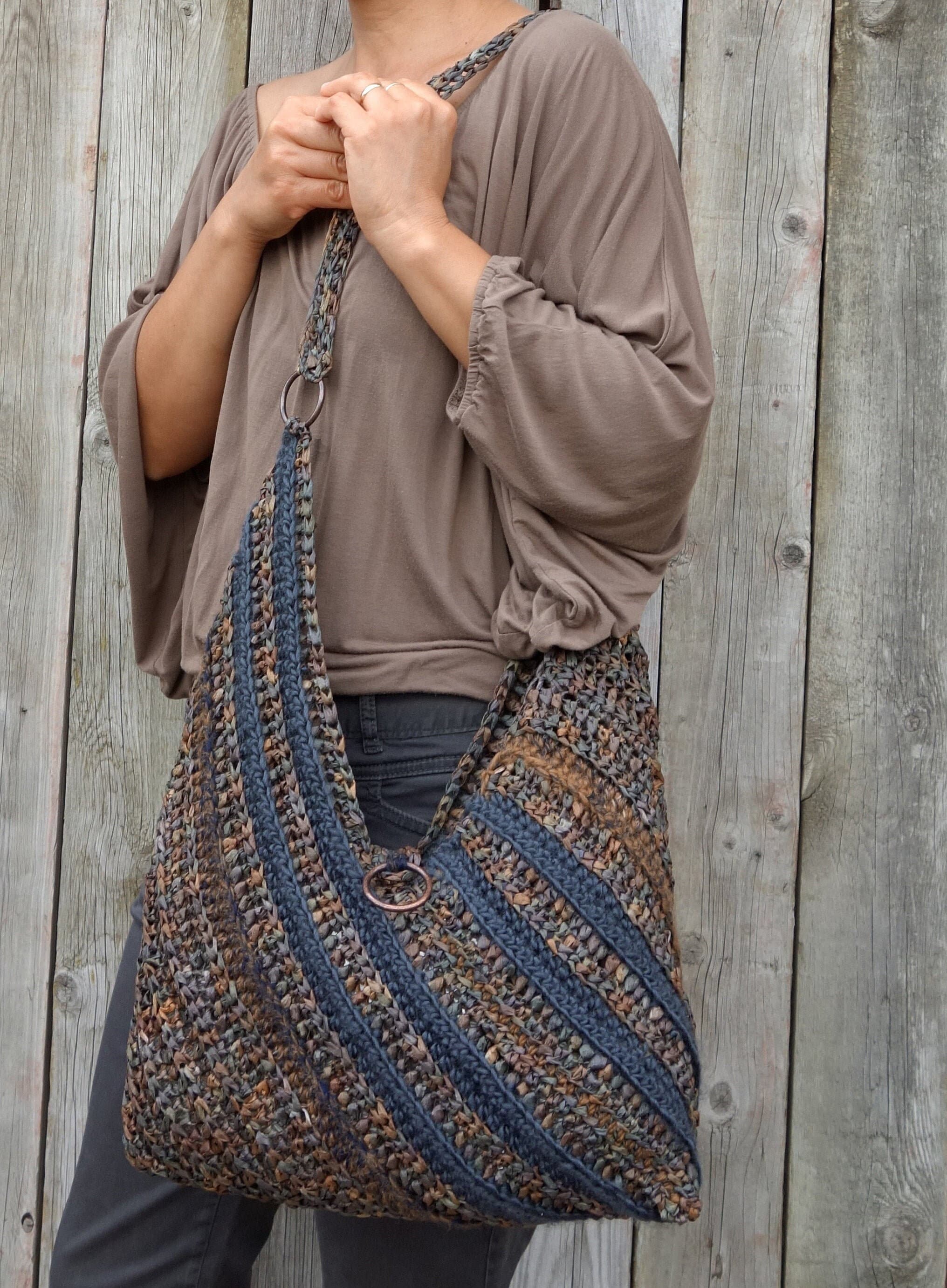 31 Crochet Sling Bags with Crossbody Bags, Tote Bags, and Keychain Styles 27 Crochet Pattern Rust Folded Bag/ Shoulder Strap Sling/