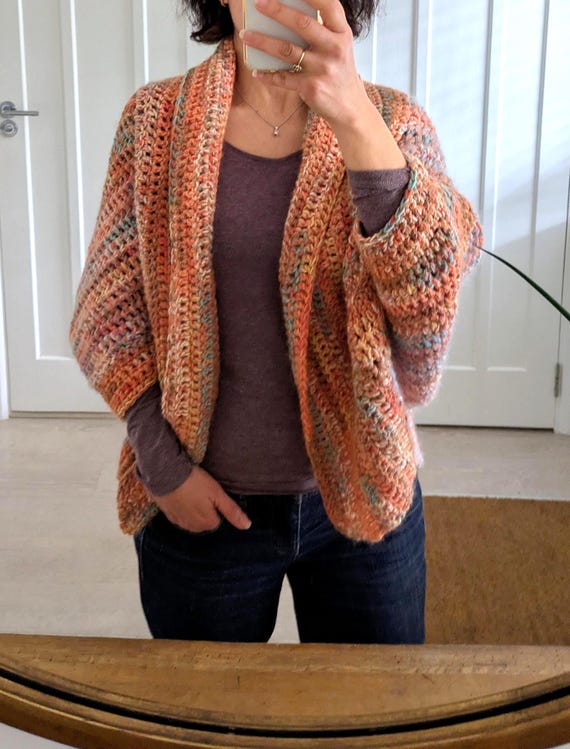 Crochet PATTERN- Sunset Cardigan/dolman Sleeve Cardi/ Easy Crochet