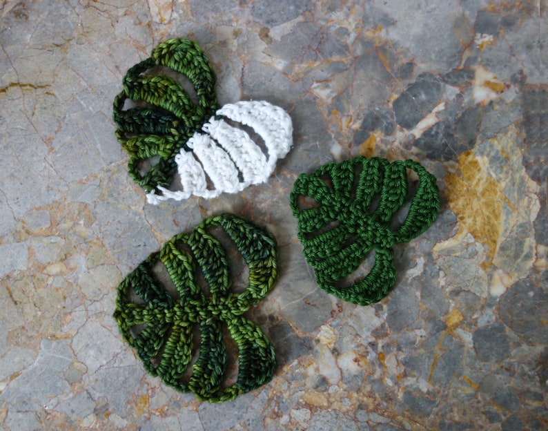 PDF Crochet PATTERN - Monstera Deliciosa Leaf Coasters/DIY Leaves Garland/ Monstera Albo Variegata/ Thai Constellation 