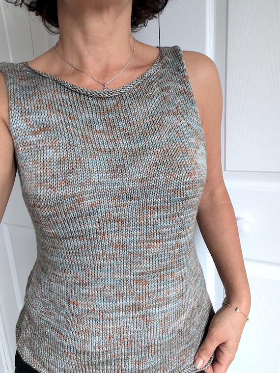 Knitting PATTERN - Patina Tank Top/ 4ply Yarn Sleeveless Top