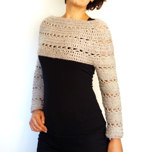 Sweater Crochet PATTERN Alexia Cropped Sweater/ Chunky - Etsy