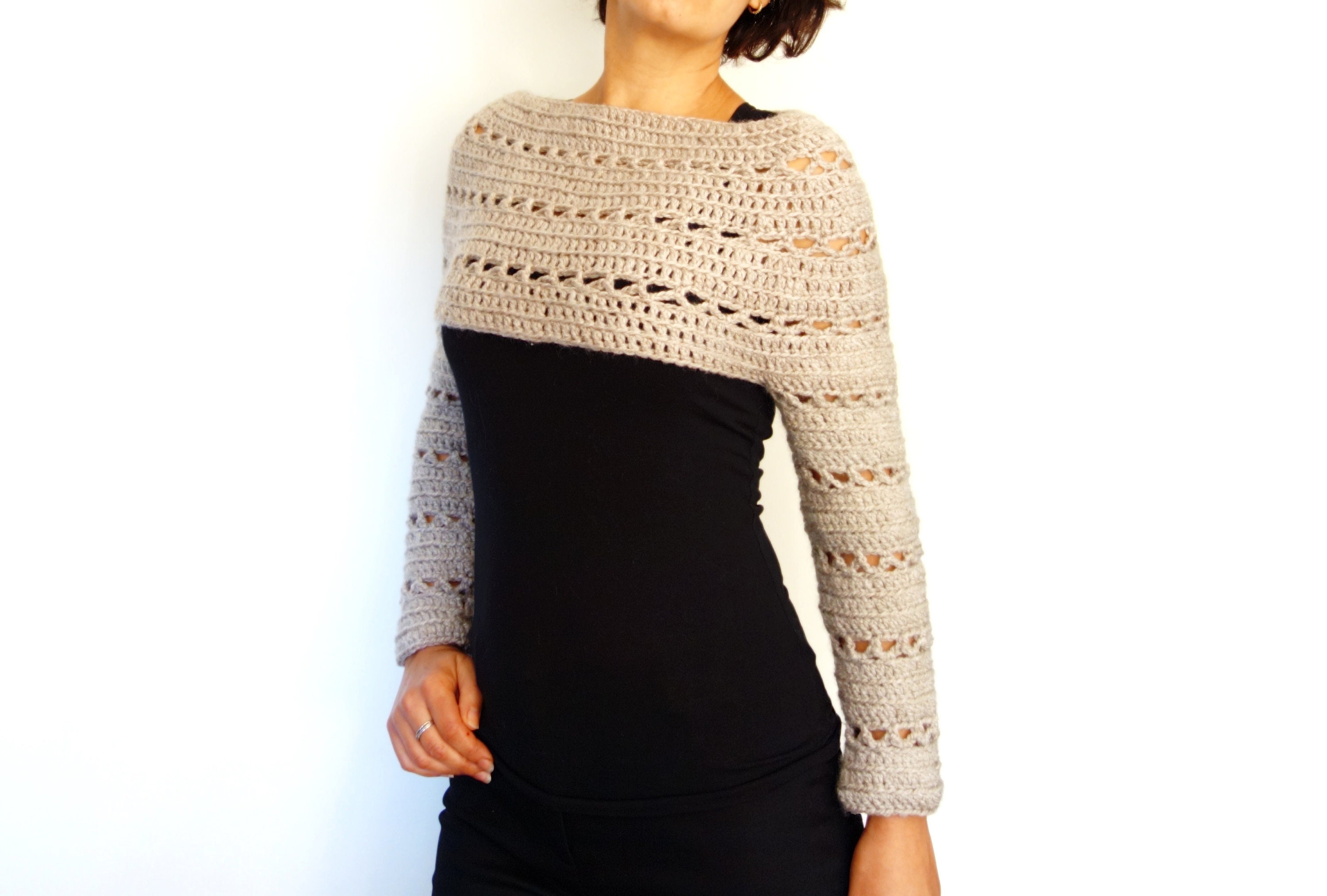 Sweater Crochet PATTERN Caramel Cropped 