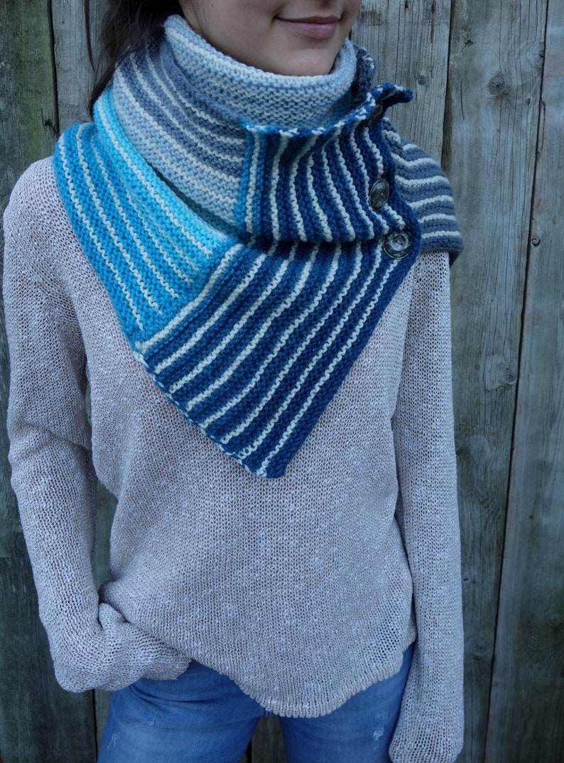 Knitting PATTERN Algarve Shawl/Ombre Striped Wrap/Winter Cowl/Oversized Scarf image 2