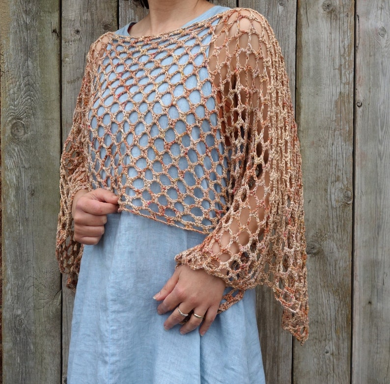 Crochet PATTERN Lelant Top/ Rustic Shoulders Coverup/See-through Boho Shrug/Mykonos Shrug Inspired/ Cropped Sweater image 2