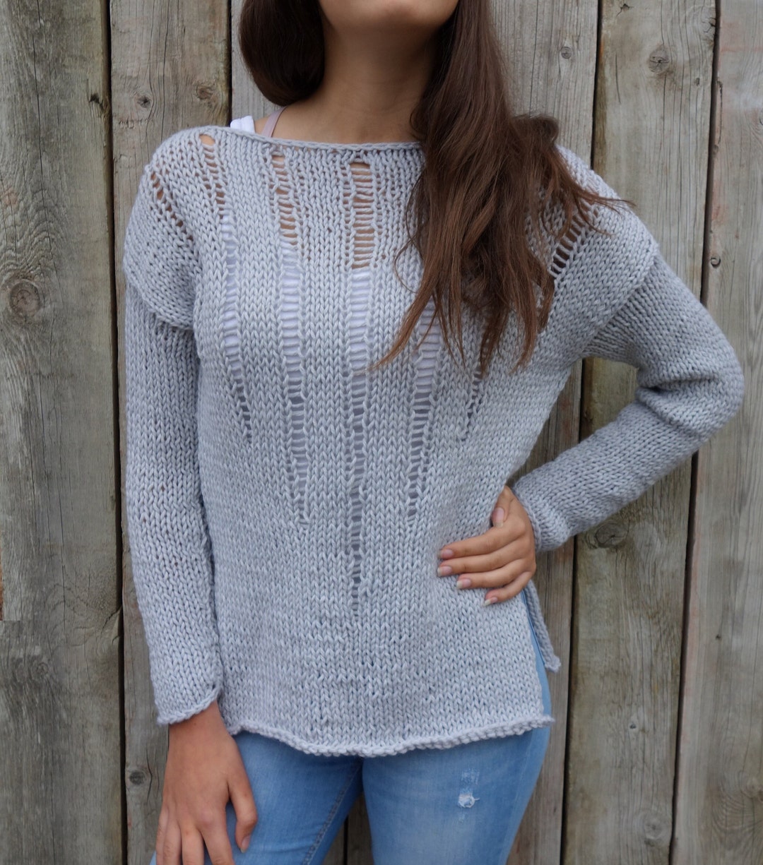 Sweater Knitting PATTERN - Ripped/ Loose Knit Jumper/ off the