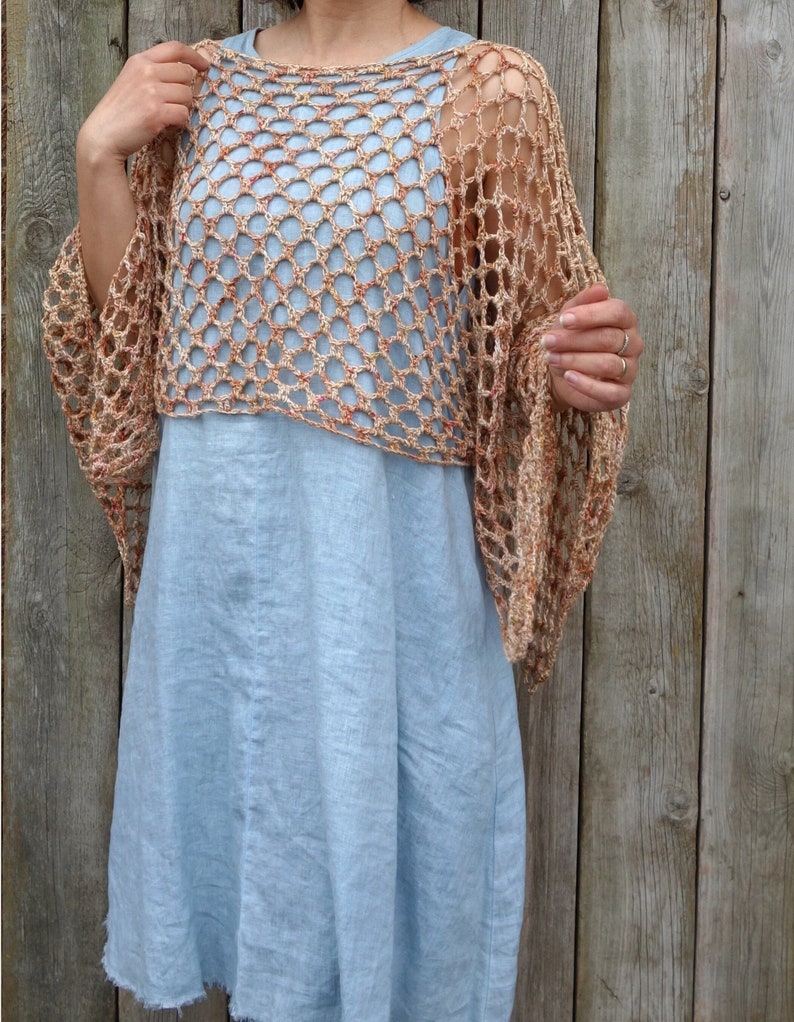 Crochet PATTERN Lelant Top/ Rustic Shoulders Coverup/See-through Boho Shrug/Mykonos Shrug Inspired/ Cropped Sweater image 1