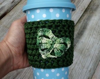 PDF Crochet PATTERN - Monstera Leaf Applique Cup Cozy/DIY Coffee Cup Handle Cozy/ Monstera Deliciosa Albo Variegata/ Thai Constellation