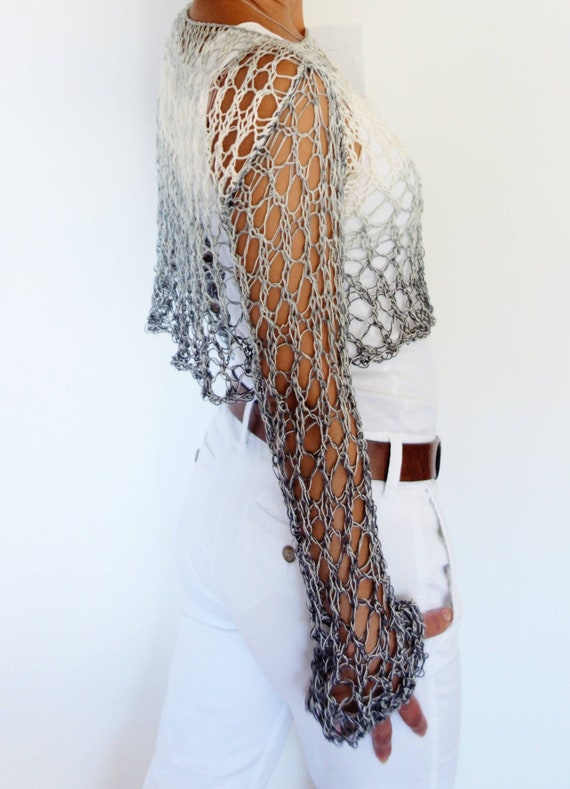 Knitting PATTERN- Shades of Grey Cropped Top, Loose Ombre