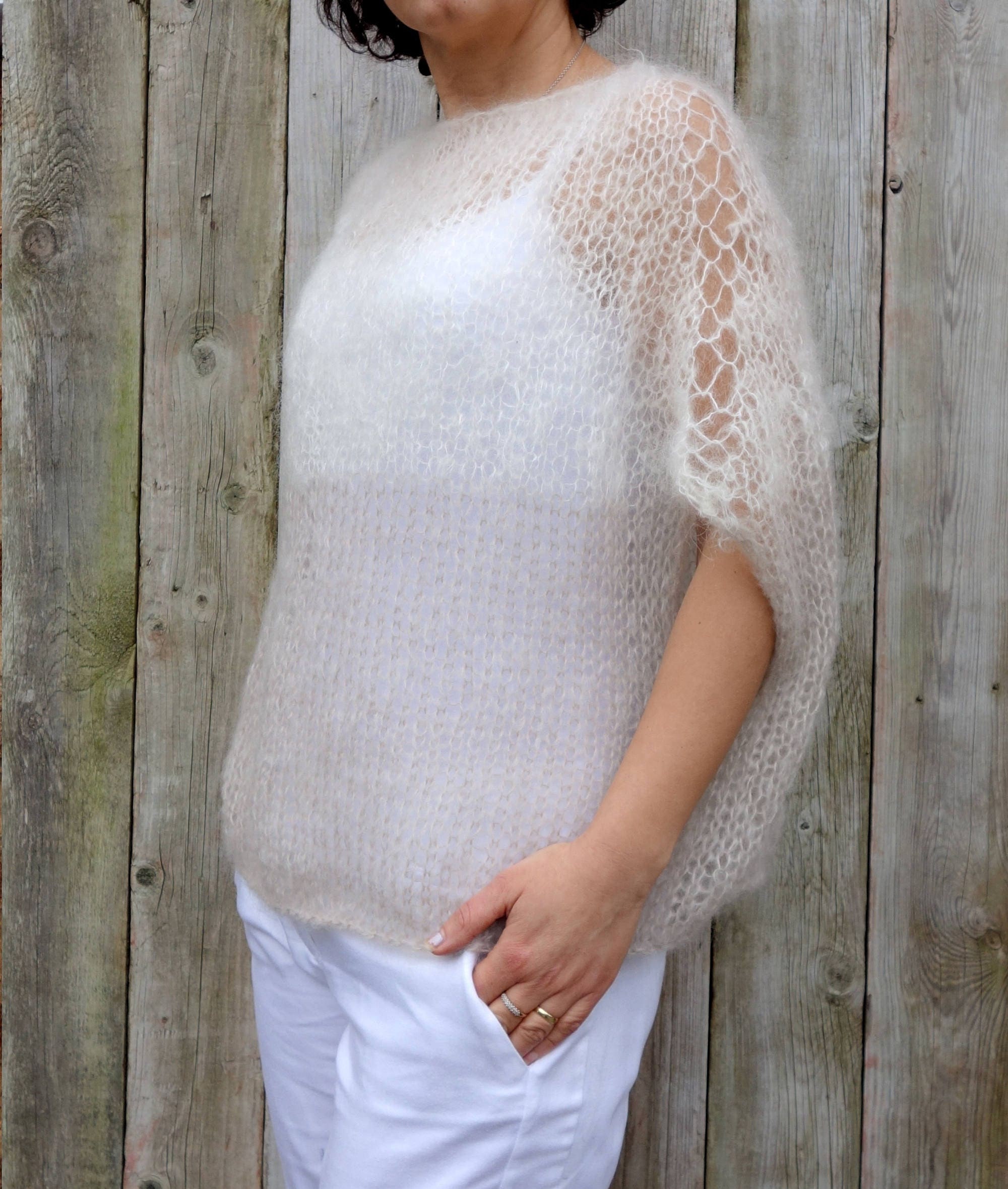 Knitting PATTERN - Latte Sweater/ Loose Knit Mohair Top/ Two