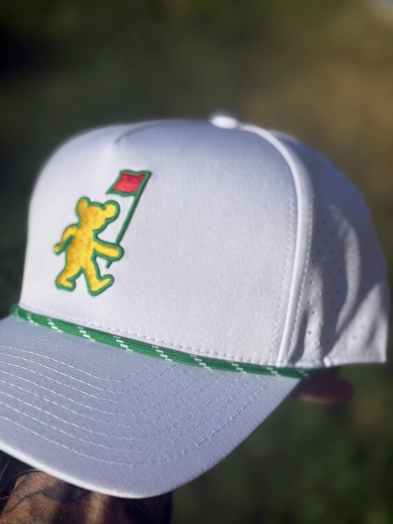 Dancing Bear Golf Hat – Custom Grateful Golf Hat Rope Snapback | Custom Dead Golf Hat for Dad - Masters Inspired Bear Flag
