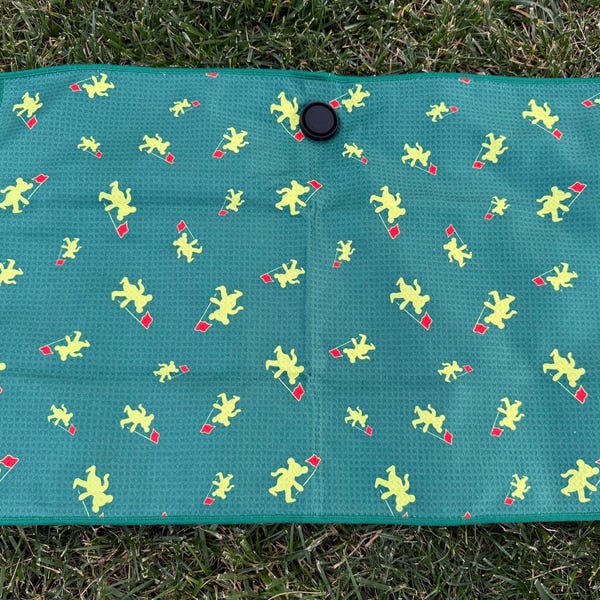 Dancing Bear Golf Towel Masters Inspired Design | Jam Band Golf Gift | Magnetic Towel Holder | Grateful Golf Accessories for Men - Custom