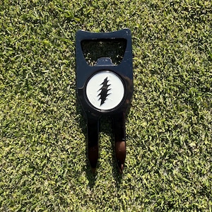 Grateful Golf Ball Marker - 5 in 1  Divot Tool - Deadhead Golf Ball Gift - Lightning Bolt - Bottle Opener Golf - Gift for Dad