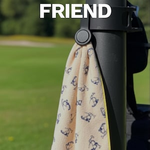 Golden Retriever Golf Towel – Custom Dog Golf Gift – Magnetic Golf Accessory - Golf Gift for Mom - Gift for Dad - Dog Golf Towel image 1