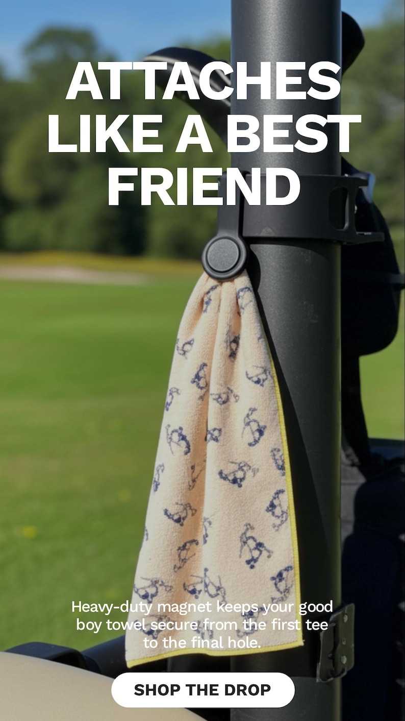Golden Retriever Golf Towel – Custom Dog Golf Gift – Magnetic Golf Accessory - Golf Gift for Mom - Gift for Dad - Dog Golf Towel image 1