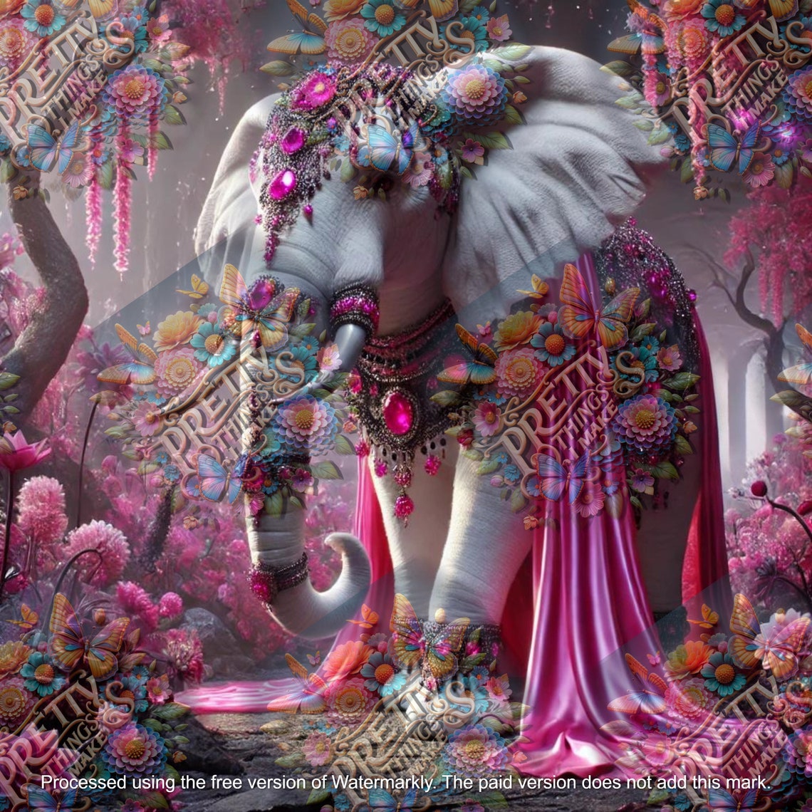 Majestic Elephant Art Print Boho Decor, Jewel-encrusted Elephant ...