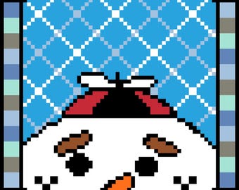 DIY Printable Little Winter Series SnowBoy Easy Needlepoint/Cross Stitch Pattern and Instructions