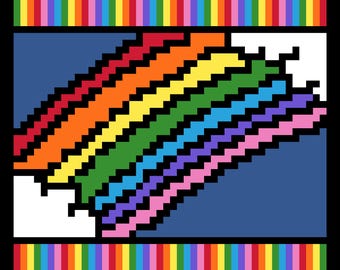 DIY Printable Little Rainbow #2 Easy Needlepoint/Cross Stitch Pattern