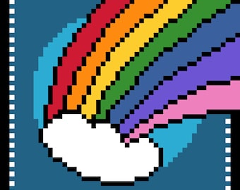 DIY Printable Little Rainbow #10 Easy Needlepoint/Cross Stitch Pattern and Instructions