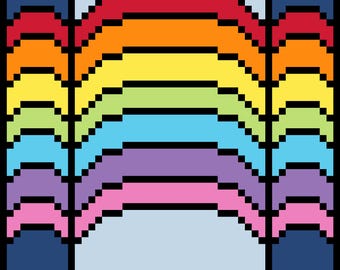 DIY Printable Little Rainbow #5 Easy Needlepoint/Cross Stitch Pattern