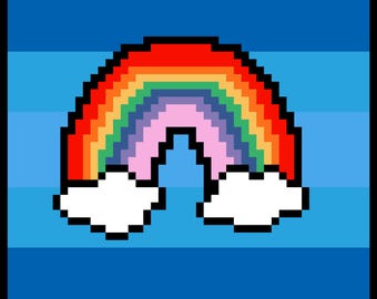 DIY Printable Little Rainbow #7 Easy Needlepoint/Cross Stitch Pattern and Instructions