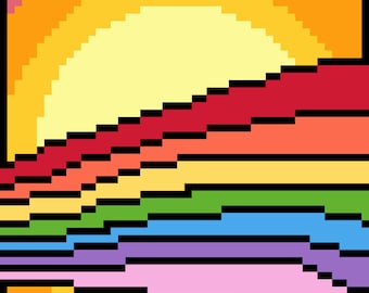 DIY Printable Little Rainbow #9 Easy Needlepoint/Cross Stitch Pattern and Instructions