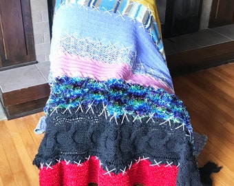 Handmade Blanket Made of Repurposed Scarves