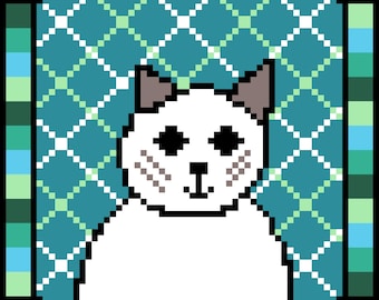 DIY Printable Little Winter Series SnowCat Easy Needlepoint/Cross Stitch Pattern and Instructions
