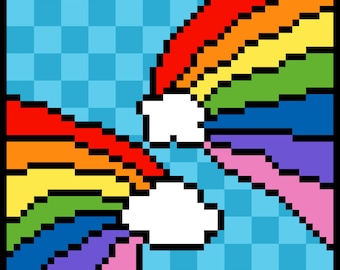 DIY Printable Little Rainbow #8 Easy Needlepoint/Cross Stitch Pattern and Instructions