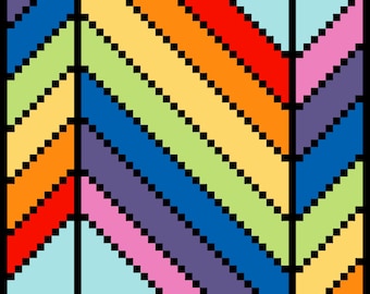 DIY Printable Little Rainbow #6 Easy Needlepoint/Cross Stitch Pattern and Instructions
