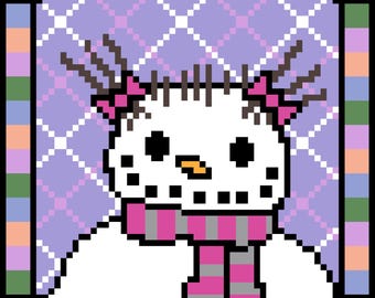 DIY Printable Little Winter Series SnowGirl Easy Needlepoint/Cross Stitch Pattern and Instructions