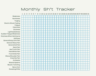 Monthly Graph Style Symptom Tracker for Chronic Illness, Invisible Illness, Autoimmune, Fibromyalgia