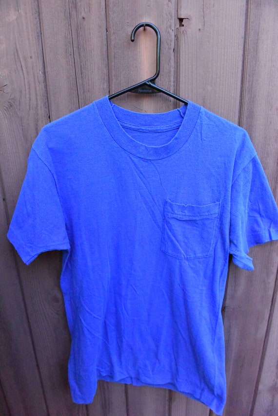 Vintage Single Stitch Blue Pocket T-Shirt