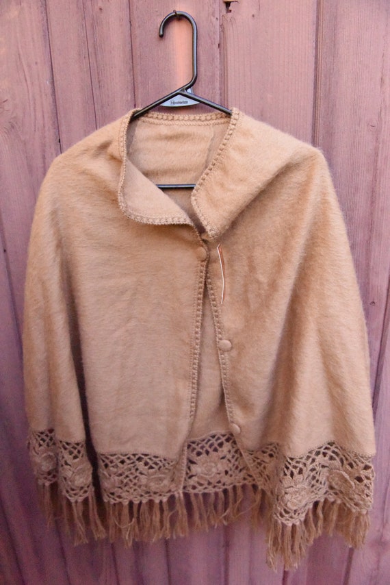 Vintage Alpaca Hippie Cape Shawl One Size NWT