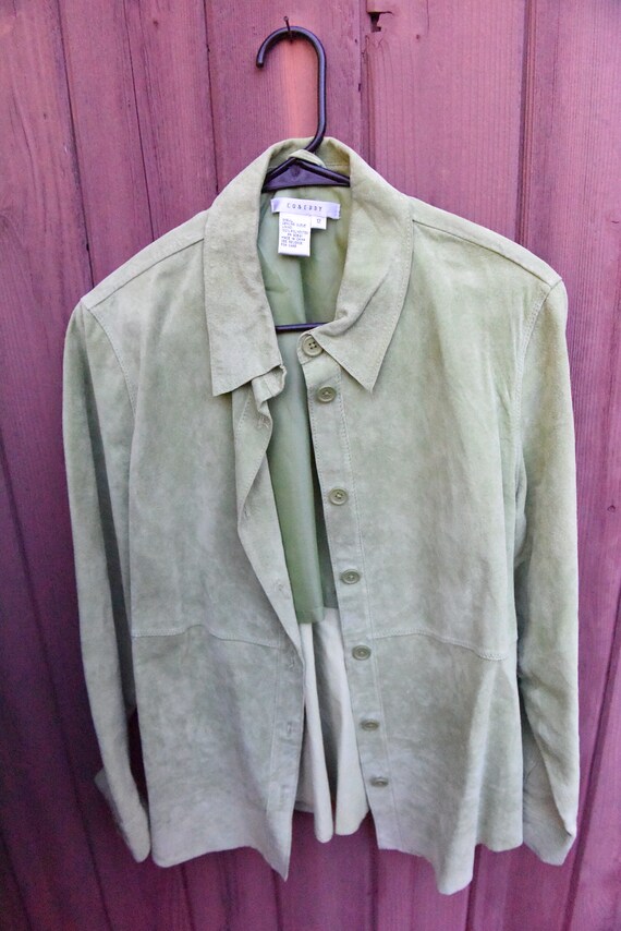 Vintage Suede Light Pale Green Jacket 90's Y2K Siz