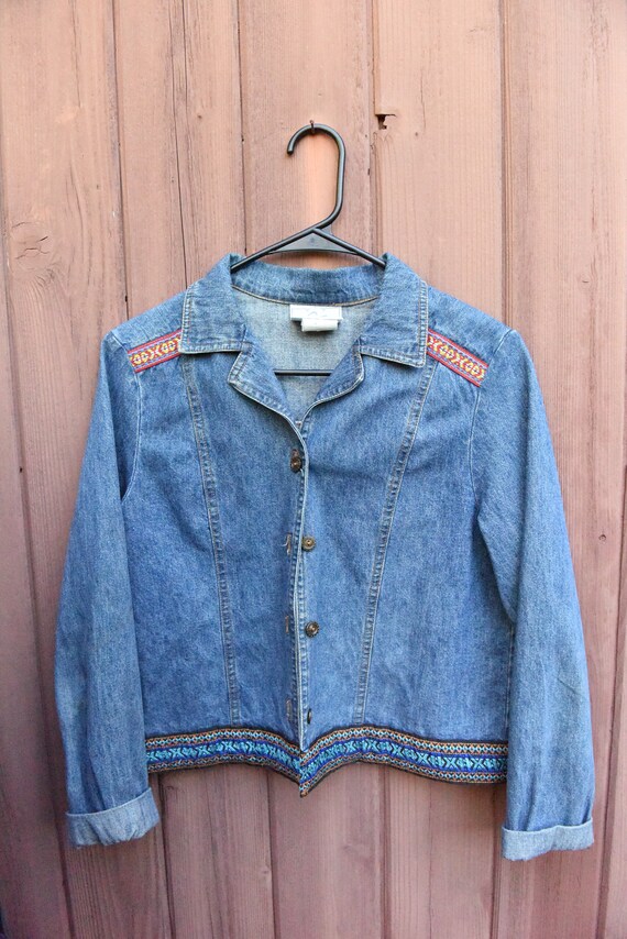 Vintage Jean Jacket With Classic 90's Boho Design - image 1