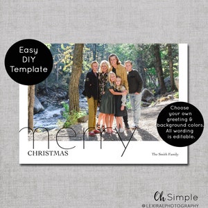 Modern Christmas Card Template, Minimalist Holiday Photo Card Template