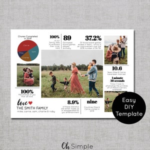 Funny Year in Review Christmas Card TEMPLATE, Holiday Card Newsletter Template Editable in Canva, Infographic Holiday Card image 8