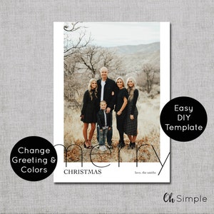 Minimalistische kerstkaartsjabloon, doe-het-zelf moderne fotokaartsjabloon voor de feestdagen