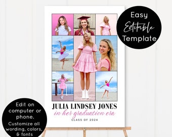 Graduation Era Party Sign Canva Template, Grad Party Decorations, Senior Eras Photo Graduation Poster