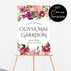 Feminine Graduation Sign Template, Grad Party Poster Board for Girls ...