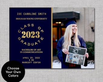 College Graduation Invitations, College Graduation Announcement, Personalized University Graduation Invitations, Party Invitation