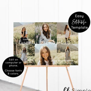 Class of 2024 Graduation Party Decor, Graduation Sign Template, Senior Photo Graduation Poster