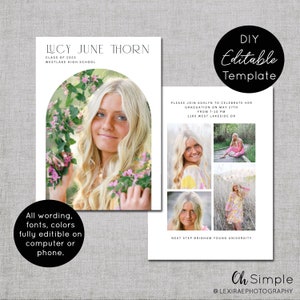 Photo Graduation Invitation Template for Girls, College Graduation & High School Graduation Invites