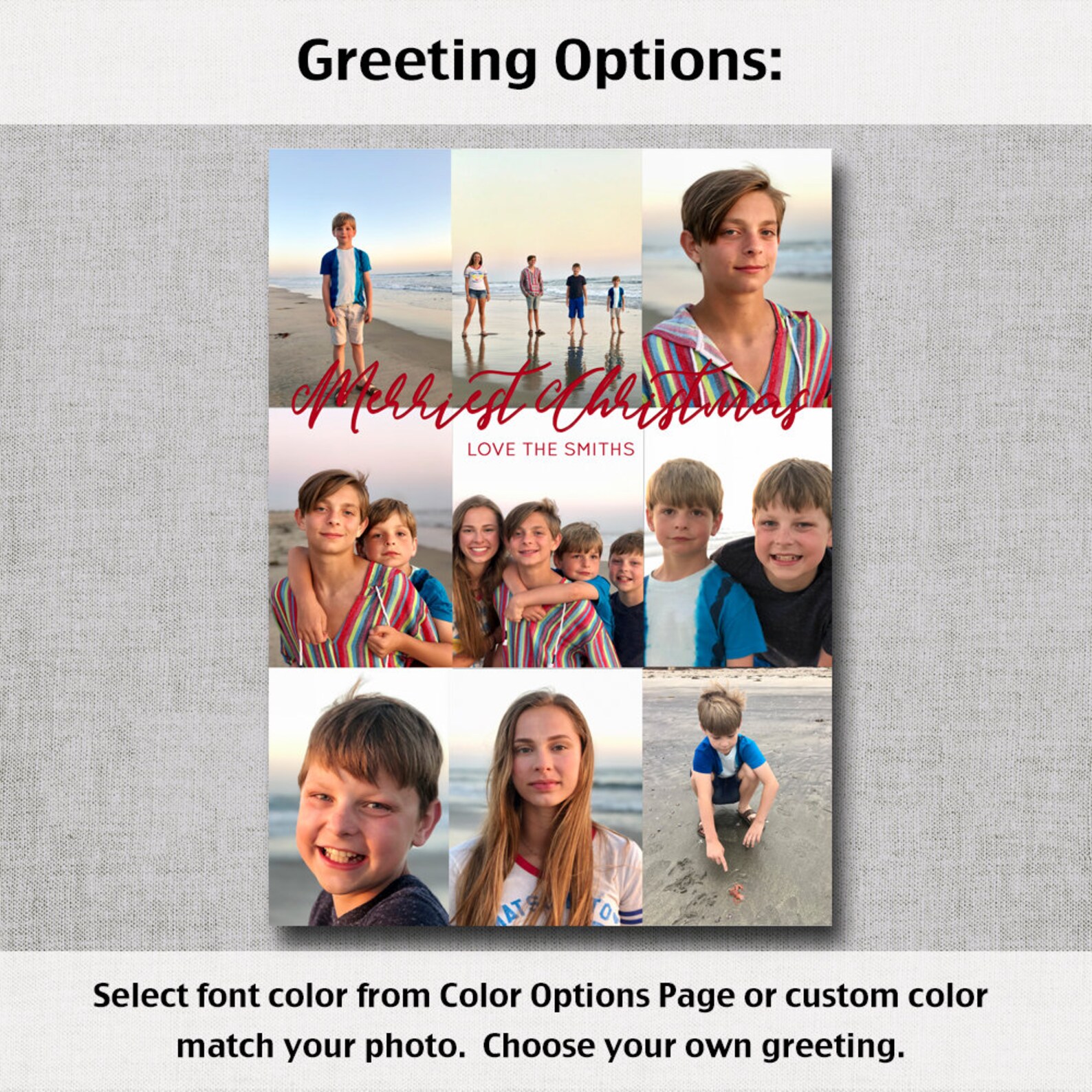 Photo Collage Holiday Cards, Printable Photo Christmas Cards, Simple Christmas Cards ...