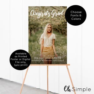 Congrats Grad Poster: Graduation Party Decor (Class of 2026) Printed or Digital