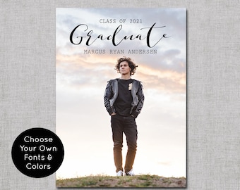 High School Graduation or College Graduation Invitations, Class of 2026 Graduate, Graduation Photo Invite, Graduation Party Invites