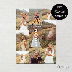 Modern Graduation Announcement, Graduation Party Template, Multiple Photo Graduation Canva