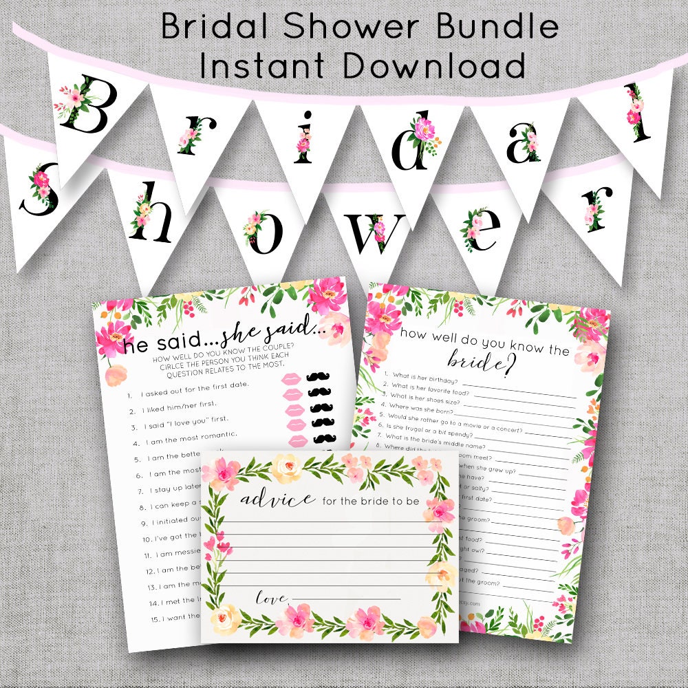 Bridal Shower Decorations Printable Bridal Shower Games Etsy