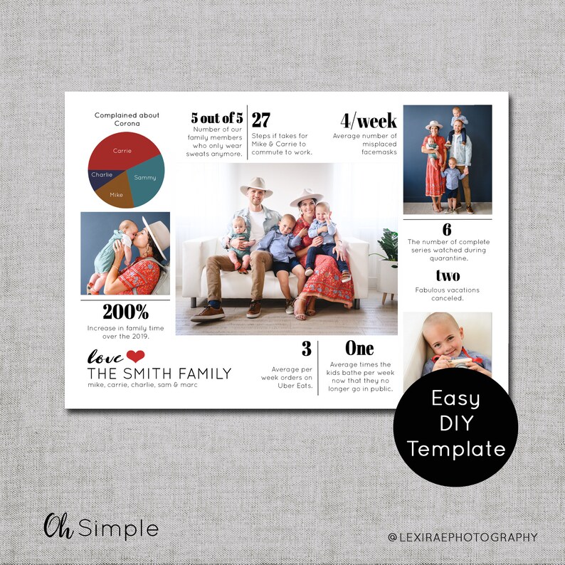 Funny Year in Review Christmas Card TEMPLATE, Holiday Card Newsletter Template Editable in Canva, Infographic Holiday Card image 9