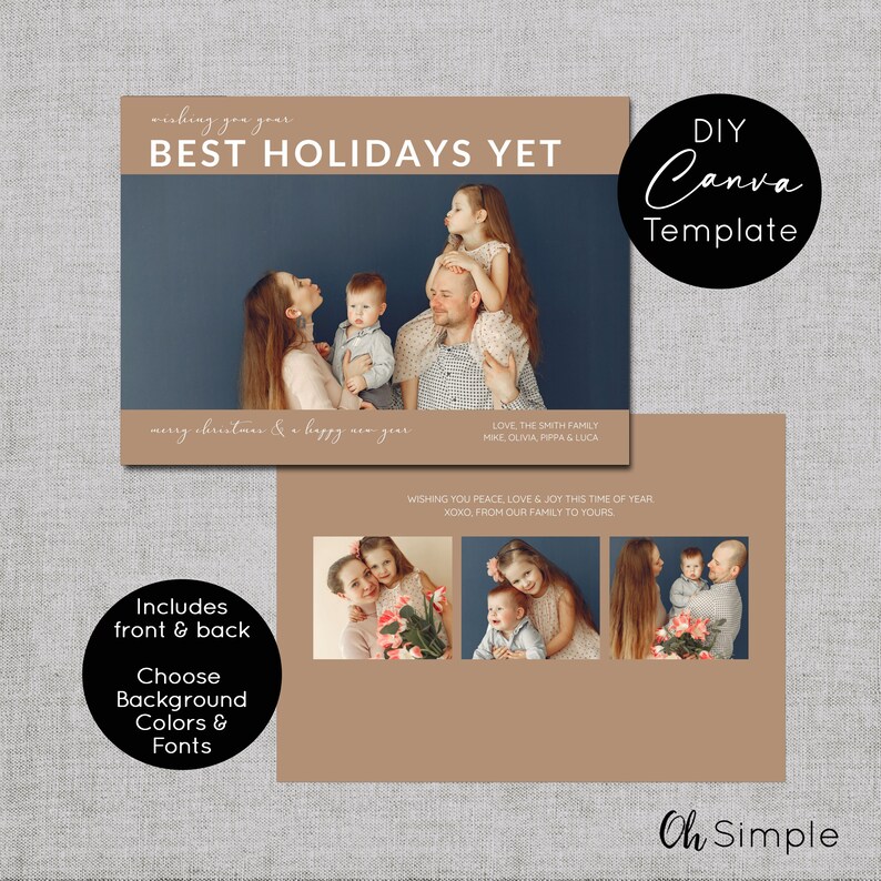 Holiday Wishes Card Template, Minimalist Holiday Photo Card Template image 3
